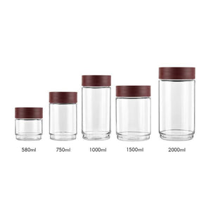 Cello Modustack Glassy Storage Jar, Clear, 1000ml, Maroon - KOCHEN ESSENTIAL