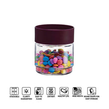 Load image into Gallery viewer, Cello Modustack Glassy Storage Jar, Clear, 500ml, Maroon, set of 2 - KOCHEN ESSENTIAL
