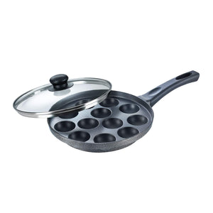 PRESTIGE OMEGA SELECT PLUS NON-STICK PANIYARAKKAL WITH LID (240 MM, BLACK), APPA MAKER - KOCHEN ESSENTIAL