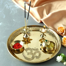 Load image into Gallery viewer, Brass Designer Om Puja Thali  (8 Inches)

