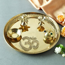 Load image into Gallery viewer, Brass Designer Om Puja Thali  (8 Inches)
