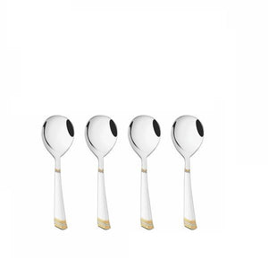 PNB KITCHENMATE STAINLESS STEEL SERVICE SPOON (DESIGN - VICEROY GOLD) - (2 PIECES) - KOCHEN ESSENTIAL