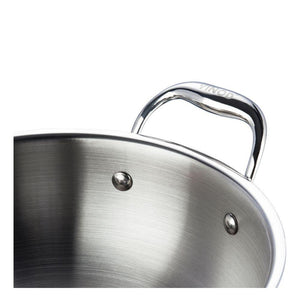 VINOD STAINLESS STEEL KADAI WITH LID, PLATINUM TRIPLY KADAI, INDUCTION FRIENDLY - KOCHEN ESSENTIAL