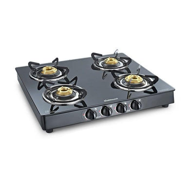 SUNFLAME PRIME 4 BURNER GAS STOVE, BLACK, MANUAL - KOCHEN ESSENTIAL