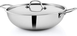 PNB kitchenmate STAINLESS STEEL KADAI, TRIPLY KADAI 30CM, 5 LITRES - KOCHEN ESSENTIAL