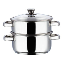 Load image into Gallery viewer, VINOD STAINLESS STEEL STEAMER WITH GLASS LID, 2-TIER STEAMER, INDUCTION FRIENDLY - KOCHEN ESSENTIAL
